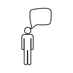 pictogram silhouette male figure with square dialog box vector illustration
