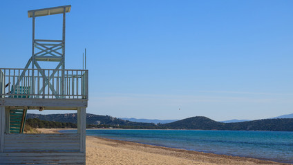 Lifeguard tower on a coast near Athens, Greece