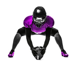 American football player on white background.