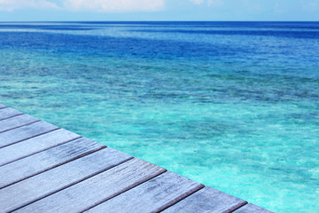 Fototapeta premium View of beautiful blue ocean water in resort