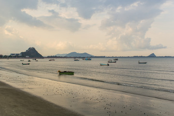 Fishing boat on the beach.Prachuap Khiri Khan,THAILAND