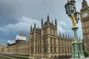 Fototapeta na wymiar LONDON, ENGLAND - JUNE 16 2016: Houses of Parliament, Westminster Palace, London, England, Great Britain