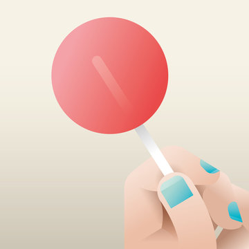 Illustration of hand holding lollypop 
