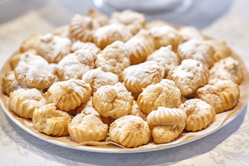 Stack of bakery desserts or cakes on plate