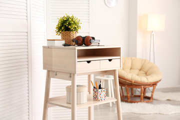 Modern stand-up desk in living room