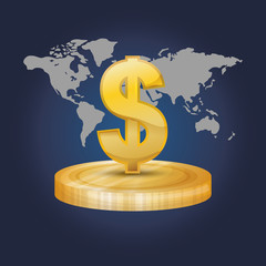 Global money economy icon vector illustration graphic design