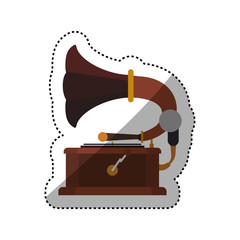 Vintage gramophone music device icon vector illustration graphic design