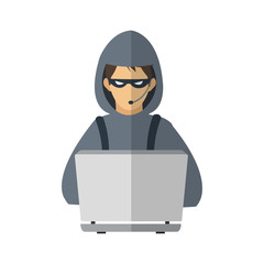 hacker man cartoon icon over white background. colorful design. vector illustration