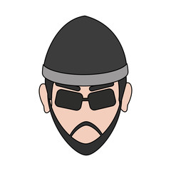suspicious looking man criminal icon image vector illustration design 