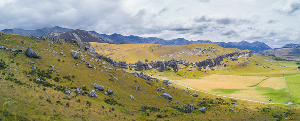 Aerial view of Boulders at Castle Hill, New Zealand