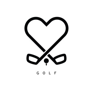 golf love icon in black color illustration