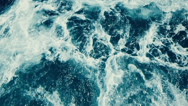 water surface, seascape of wild water and ocean waves, seamless loopable video