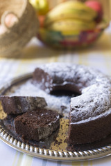 Homemade chocolate cake.