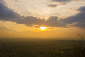 beautiful sunset with mountain