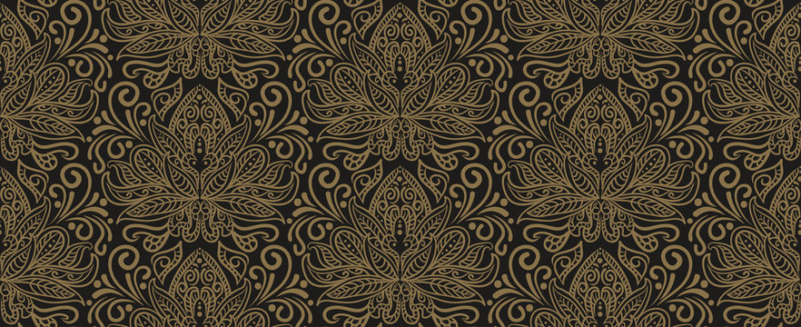Floral pattern for Your design. Floral wallpaper oriental style, indian, chinese, japanese. Vector image