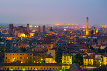 night aerial view of the italian city bologna © dudlajzov