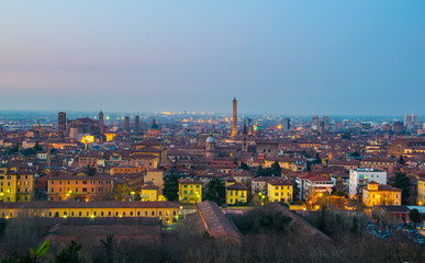 night aerial view of the italian city bologna © dudlajzov
