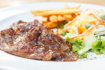 Grill black pepper beef steak 