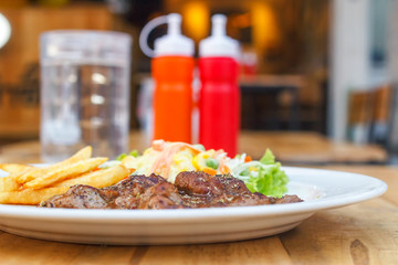 Grill black pepper beef steak 
