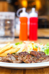 Grill black pepper beef steak 