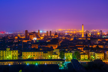 night aerial view of the italian city bologna © dudlajzov