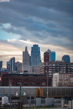 Kansas City MO downtown cloudy sunset