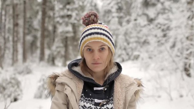 Portrait Girl in a Winter Forest