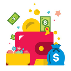 Vector Wealth Symbols. Flat style colorful Cartoon illustration.