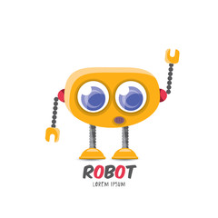vector cartoon cute flat robot icon