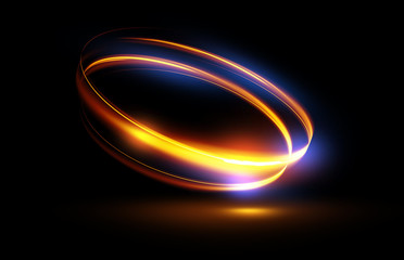 Glow effect. Ribbon glint. Abstract rotational border lines. Power energy. LED glare tape..Luminous shining neon lights cosmic abstract frame. Magic design round whirl. Swirl trail effect.