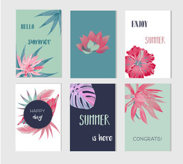 Set of artistic creative summer cards. - 142549088