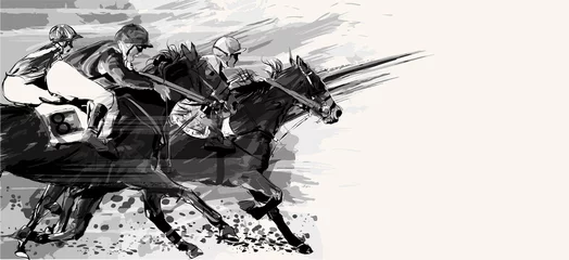 Poster Im Rahmen Pferderennen über Grunge-Hintergrund © Isaxar