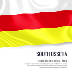 Silky flag of South Ossetia waving on an isolated white background with the white text area for your advert message. 3D rendering.