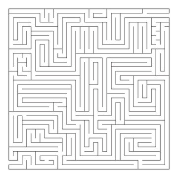 Isolated black square maze labyrinth