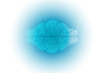 concept of the human brain with technology, vector illustration
