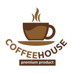 Coffee house, cafeteria or cafe vector icon template