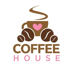 Coffee house, cafeteria or cafe vector icon template