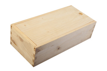 closed wooden box isolated on white bg