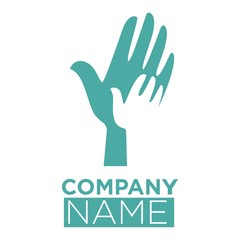 Hand in hands template vector icon dove bird symbol