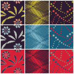 Collection Of 3 Matching Patterns In 3 Modern Colors Variations