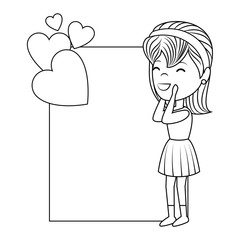 woman character romantic card vector illustration design