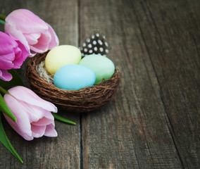 Easter eggs in a nest