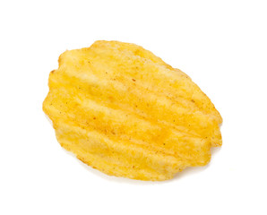 yellow potato chips isolated on white