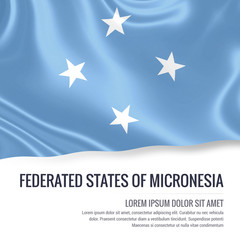 Obraz na płótnie Canvas Silky flag of Federated States of Micronesia waving on an isolated white background with the white text area for your advert message. 3D rendering.