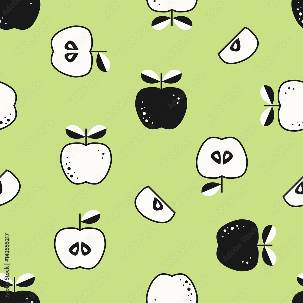 Poster seamless pattern with apples