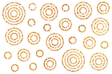 Golden painted abstract circles pattern.