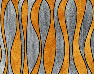 Silver and golden painted curved striped background.