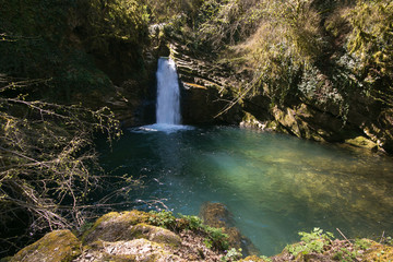 Fototapeta na wymiar Famosa cascata di Trevi nel Lazio