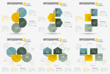 Set of Infographic four steps vector banner.