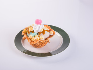 ice cream scoop or mixed ice cream on background.